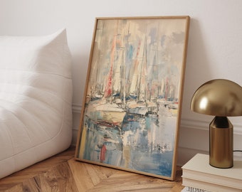 Plakat z żaglówkami Marina: Sztuka nadmorska w stylu vintage