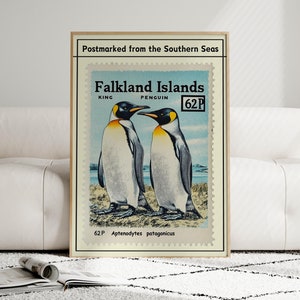 Pinguine Briefmarke Wand Kunst Vintage Tier Wand Kunst Für Retro Küche Druck Küsten Wand Kunst Meer Poster