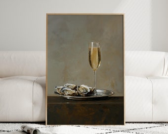 Champagne Oyster Poster Champagne Poster Minimalist Wall Art Cocktail Menu Alcohol Poster Hand-Drawn  Bar Drinks Bar Wall Art Kitchen