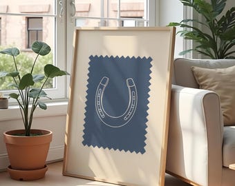 Lucky Horseshoe Print: Minimalist Farmhouse Wall Art, Rustic Home Decor