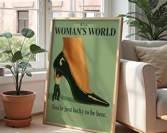 Vintage Feminism Wall Art - Empowering Woman Quote Print for Office Decor
