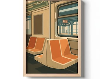 NYC Subway Train Wall Art | Minimalist Manhattan Print | New York Travel Poster | Iconic Modern Decor | Trendy Wall Art