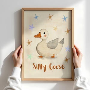 Silly Goose Print: Retro Nursery Decor, Funny Animal Poster