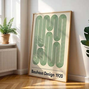Bauhaus Wall Art Print, Geometric Abstract Poster, Minimalist Retro Mid Century Modern Wall Decor
