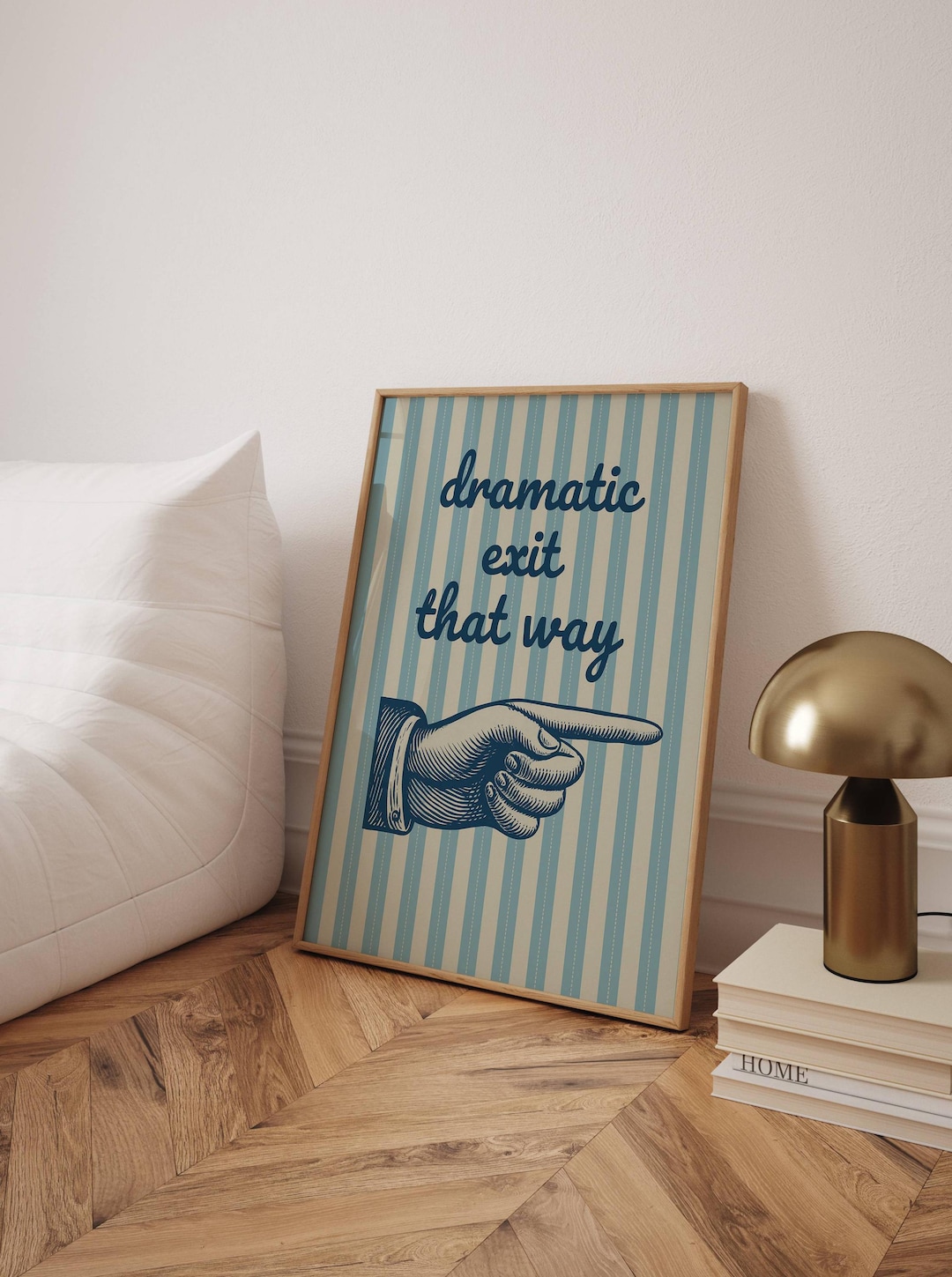 Dramatic Exit Sign Art: Funny Retro Pointing Hand Print - Etsy