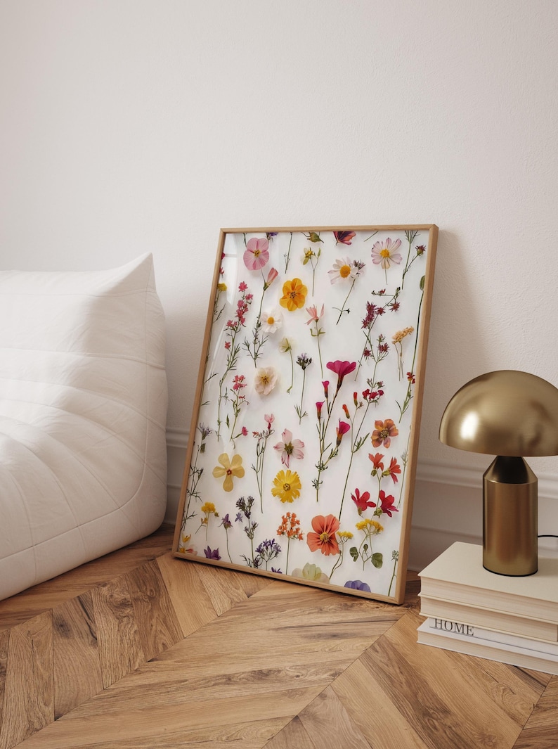 Pressed Wildflower Wall Art – Minimalist Botanical Printable Decor ...