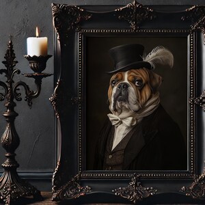 Victorian Bulldog Portrait: Funny Gothic Dog Art (Digital Download)