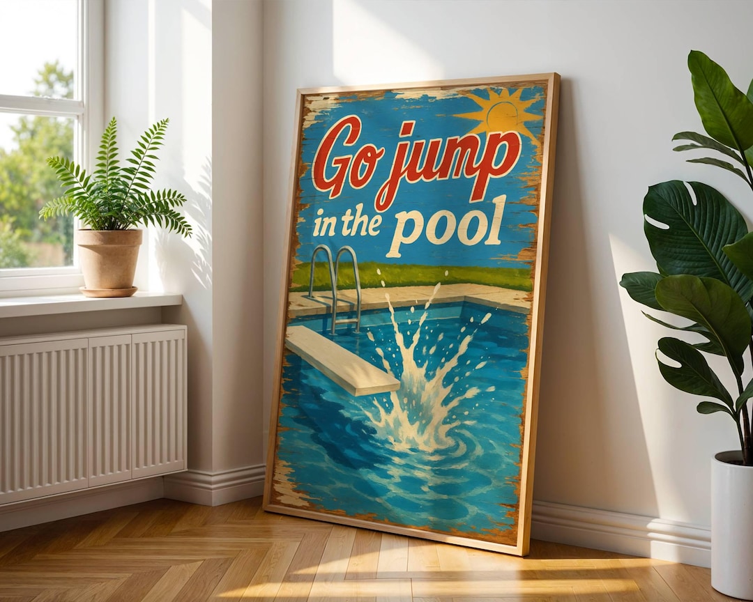 Vintage Pool Sign Art: Retro Summer Print for Beach House Decor - Etsy