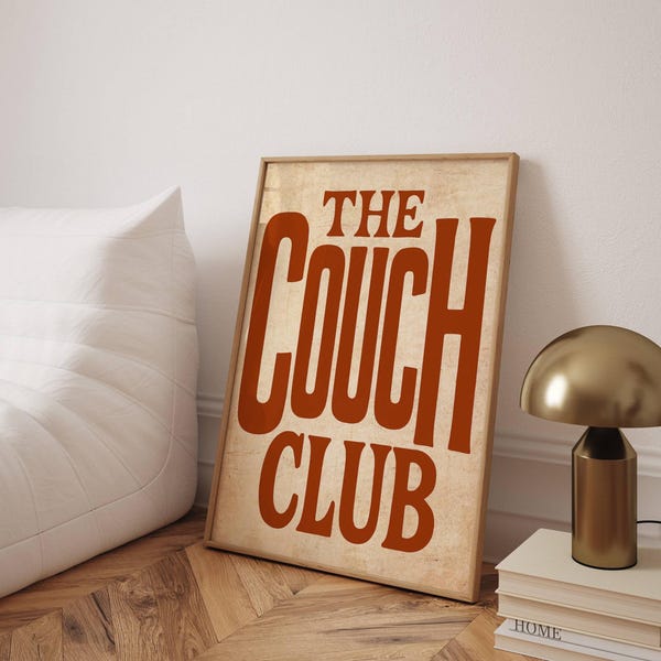 Couch Club Retro Print: Funny Mid Century Modern Home Decor