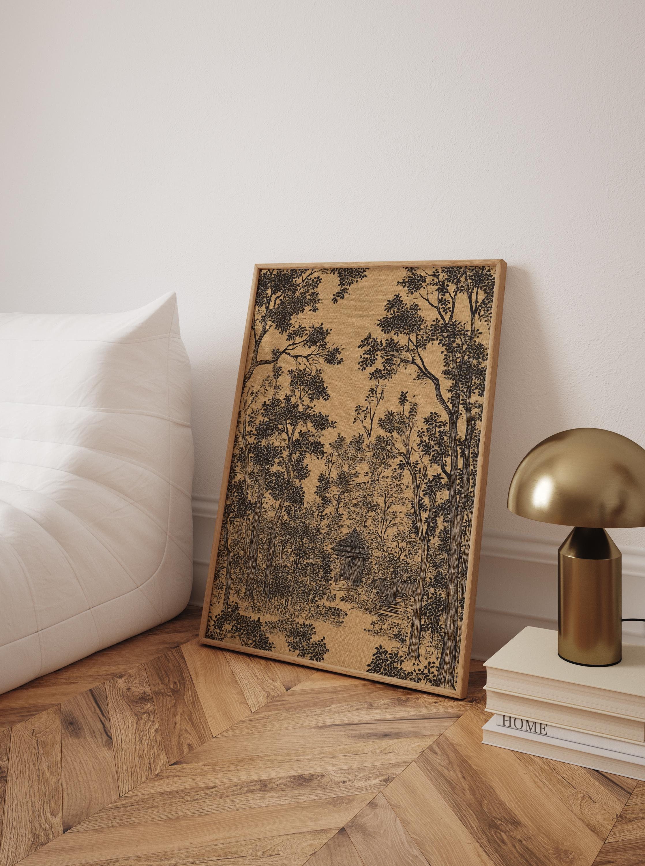 Antique Canvas Sketch Art Vintage Landscape Sketch Wall Art Neutral Home Decor
