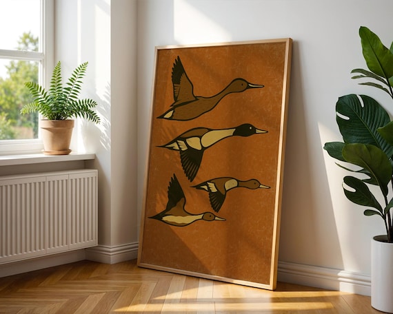 Vintage Duck Art Print: Rustic Outdoorsy Wall Decor