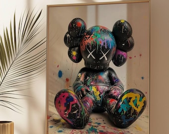 アート・デザイン・音楽 WOLS: From the Street to the Canvas KAWS Graffiti Street Art Wall Print – Colorful Urban Pop Art
