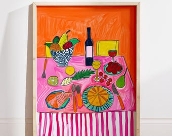 Matisse Style Kitchen Print: Retro Food Art Poster