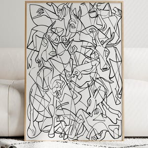 Picasso Wall Art Herd Of Horses Abstract Wall Art Unique Wall Art Modern Original Art Modern Home Decor Cubism Wall Art Horses Wall Art
