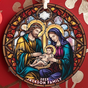 Adorno navideño de la Natividad, adorno religioso 2024, adorno familiar personalizado, adorno navideño de la Sagrada Familia, regalo navideño personalizado