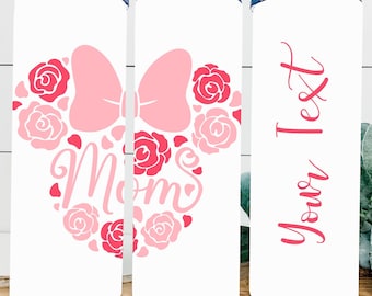 Personalized Disney Mom Tumbler, Rose Minnie Bow Design, Stainless Steel 20oz
