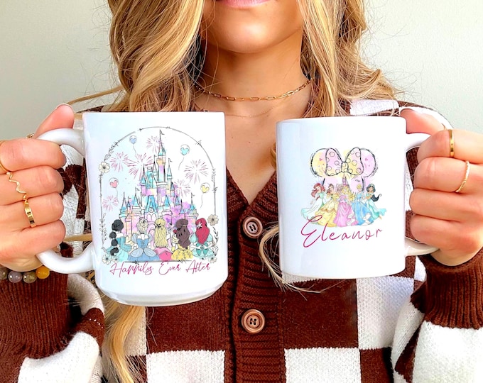 Personalized Disney Princess Castle Mug, Custom Name Gift