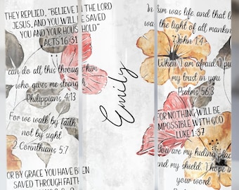 Personalized Floral Bible Verse Tumbler: Christian Scripture Gift
