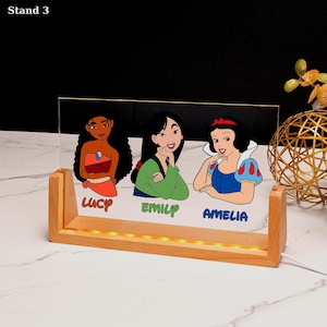 Disney Princess Night Light, Personalized Name LED Lamp, Custom Kids Room Decor, Bestie Gift, Birthday Gift for Girls, Trend Disney Gift