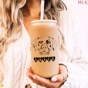 Personalized Dog Portrait Glass Can: Custom Pet Lover Gift