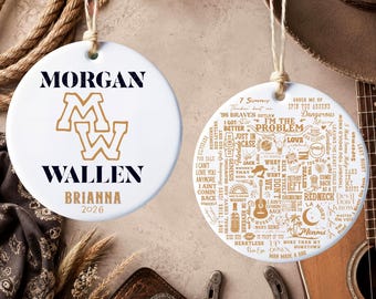 Morgan Wallen Ornament, Double Sided Lyrics Collage Ceramic Keepsake, Custom Name