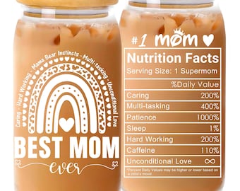 Mom Ever Glass Can, Funny Nutrition Facts Coffee Cup