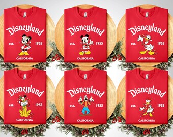 Disneyland Christmas Shirt | Vintage 1955 Sweatshirt | Disney Family Matching Tee | Mickey & Friends Xmas Hoodie