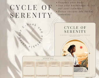 CYCLE SYNCING GUIDE - Cycle of serenity, a digital educational E-book with bonus cycle syncing printable menstrual/period tracker