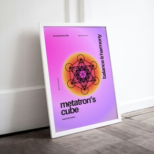 Metatron&#39;s Cube Print | Archangel Metatron | Sacred Geometry Art | Healing Symbol Wall Art | Balance and Harmony Art | Room Decoration