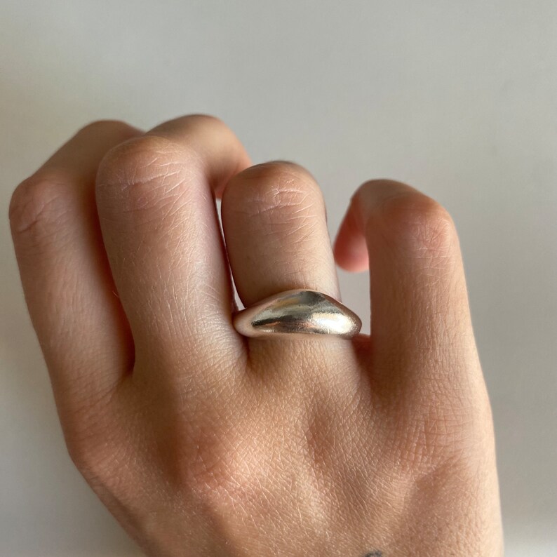 Antique Silver Soft Curve Rings, Organic Shape Adjustable Layer Rings ...
