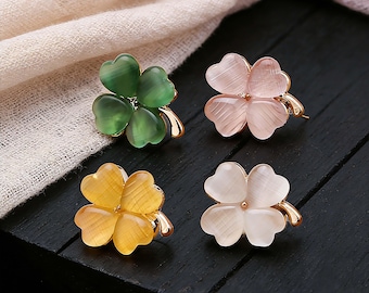 Elegant Four Leaf Clover Brooch, Anti-Gap Dress Clip, Korean Fashion