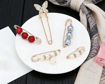 Pearl Waist Cinch Pin, Adjustable Clothing Fixer, No-Sew Accessory