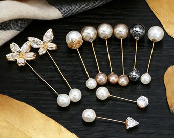 Pearl Safety Pin Brooch, Adjustable Waist Fixer