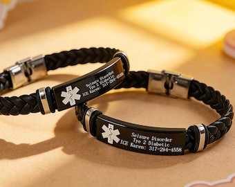 Custom Medical Id Bracelet for Women, Engraved Medical Information and Contact Id, Medic Alert Bracelet, Medical Jewelry, Gifts for Patients