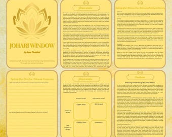 Self Awareness Workbook Printable | Johari Window Therapy Worksheet PDF | Personal Growth Journal for Self Reflectio