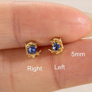 14K Gold Tiny Sapphire Screw Back Earring: Sterling Silver Tsavorite Cartilage Piercing