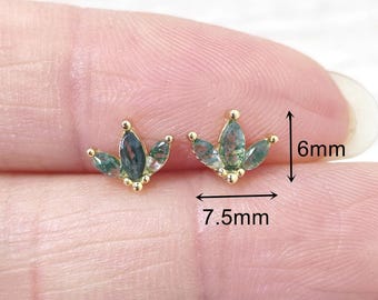 14K Gold Moosachat Marquise Ohrring: Sterling Silber Lotus Blatt Conch Helix Piercing