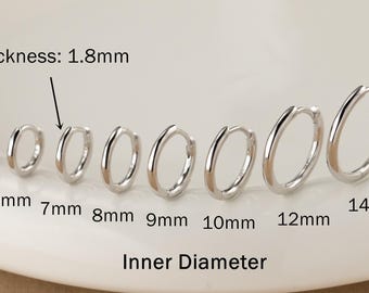 Sterling Silver Small Hoop Earrings Set, 14K Gold Stackable Hinged Cartilage Piercings 5-14mm