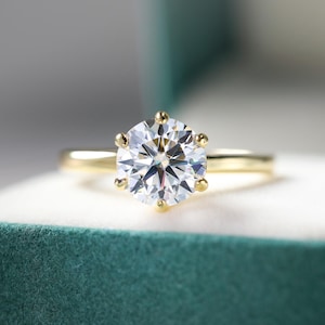 Round Engagement Simulated Diamond Ring 925 Sterling Silver Ring Solitaire Ring Travel Ring for Women Round Cut Hidden Halo Wedding Jewelry