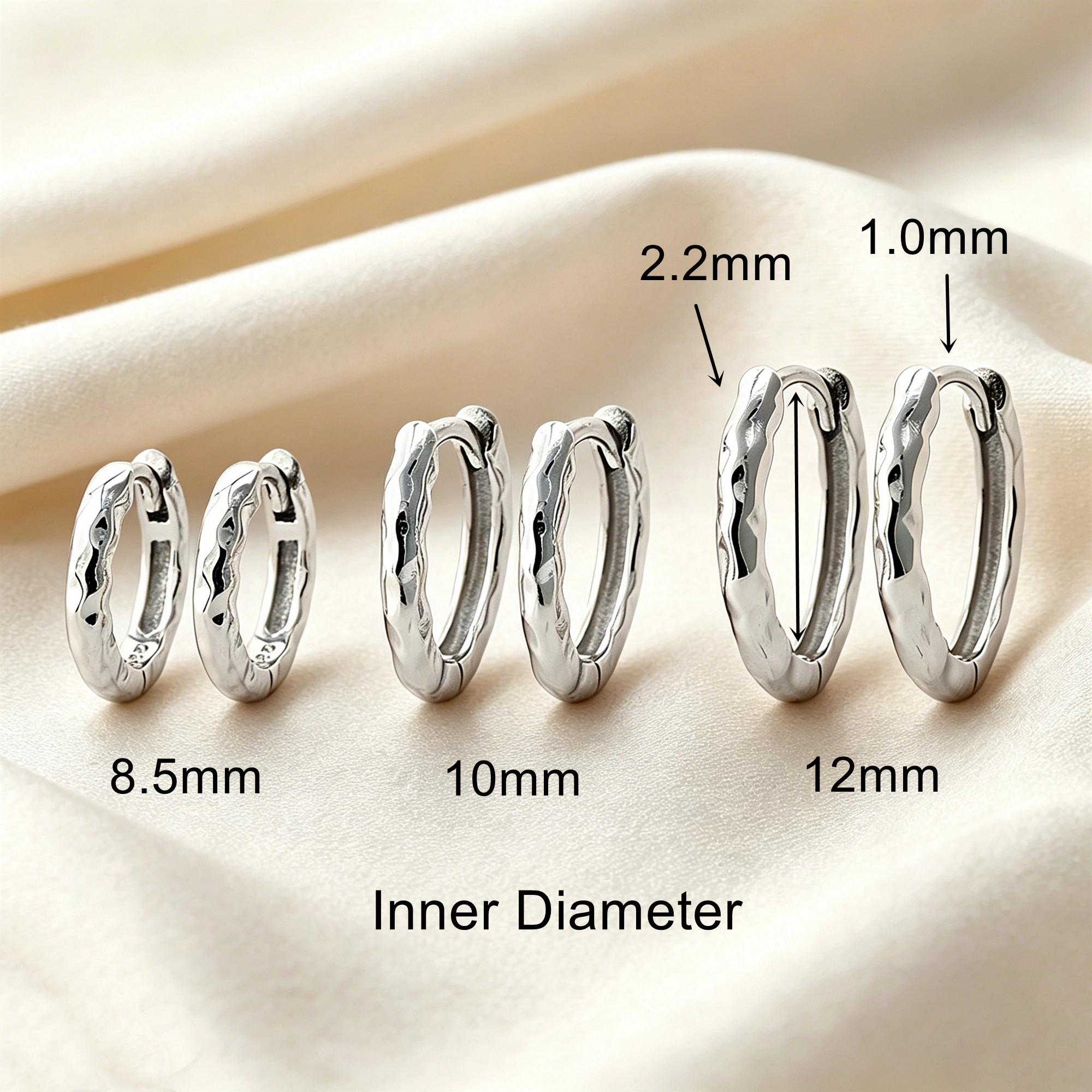 Sterling Silver Hammered Hoop Earrings 14K Gold Clicker Huggies sterling-silver-hammered-hoop-earrings-14k-gold-clicker-huggies