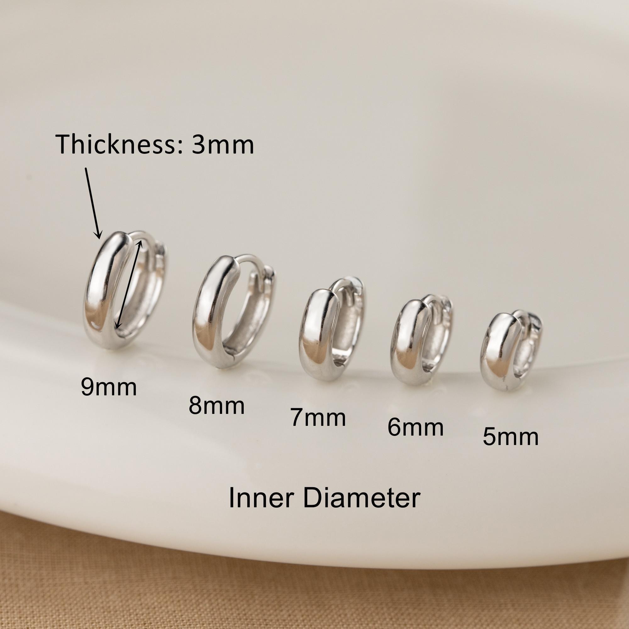 TANGPOET Hoepel Oorbellen 925 Sterling Zilver Gouden Sleeper Oorbel Hypoallergeen Huggie Oorbellen Verjaardag Sieraden Cadeaus voor Mannen Vrouwen, 15mm
