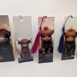 Set of 4 Highland Cow Bookmarks