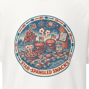 Star-Spangled Snacks-T-shirt – grappig retro picknickshirt | BBQ-afbeelding 4 juli