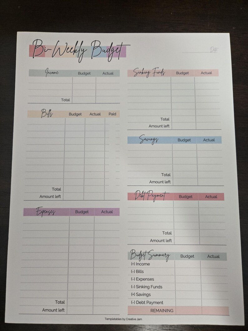 Bi-weekly Budget Tracker - Etsy Australia