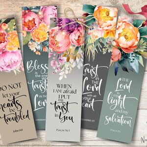 Printable Bible Verse Bookmarks Set: Watercolor Floral Christian Verse Cards (Digital Download)