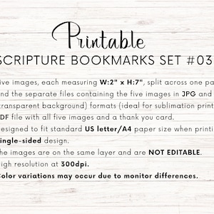 Printable Bible Verse Bookmarks Set#035 Digital Download for ...