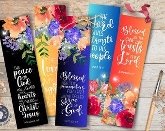 Printable Bible Verse Bookmarks Set035 Digital Download for Sublimation ...