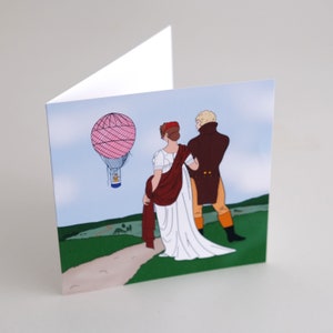 Women in Aviation History - Set of 3 Blank Folded Greeting Cards with Envelopes - 18th 19th Century Georgian Era Regency Jane Austen