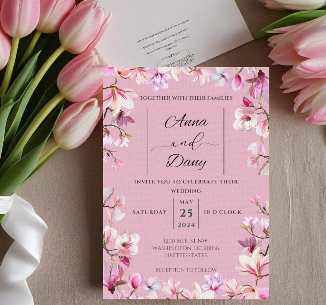 Wedding Card Template, Printable Wedding Card Template, Editable