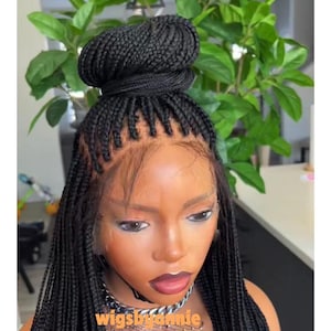 Peluca trenzada sin nudos: cabello humano con encaje completo, hecha a mano